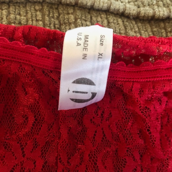 NWT RED LACE LINGERIE 2PC, SHEER, CROP TOPW/LONG BOTTOM, CUTE & SEXY IN ONE - Picture 4 of 13